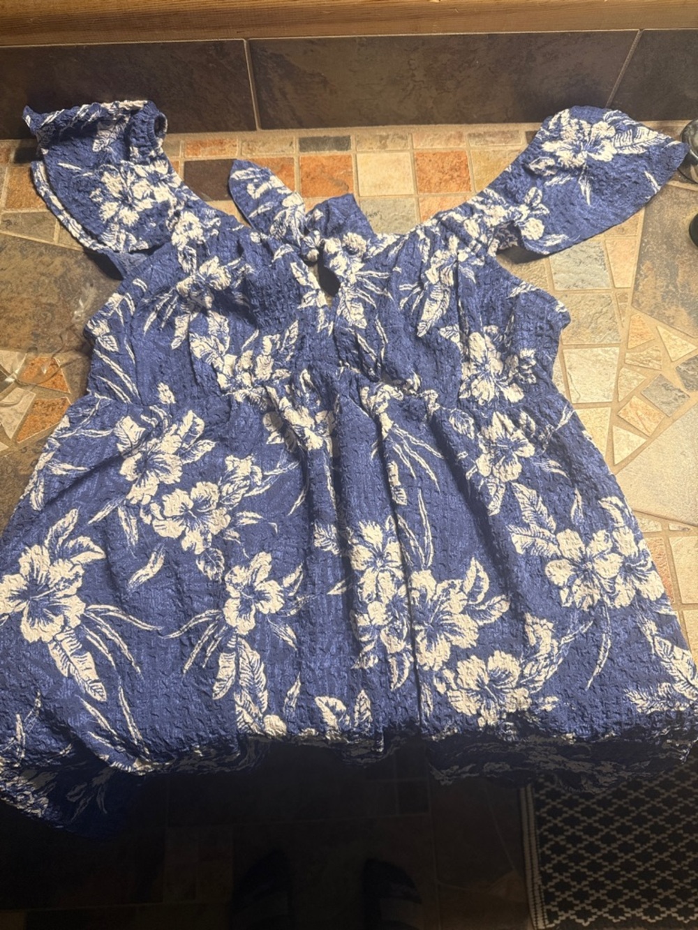 Blue Floral Off-Shoulder dress